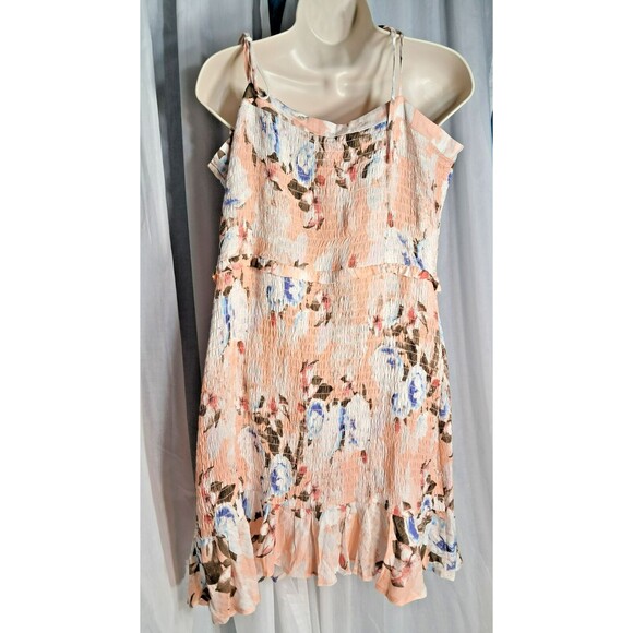 NWT Express Peach Floral Ruffle MIni Dress Size XL - Picture 4 of 12